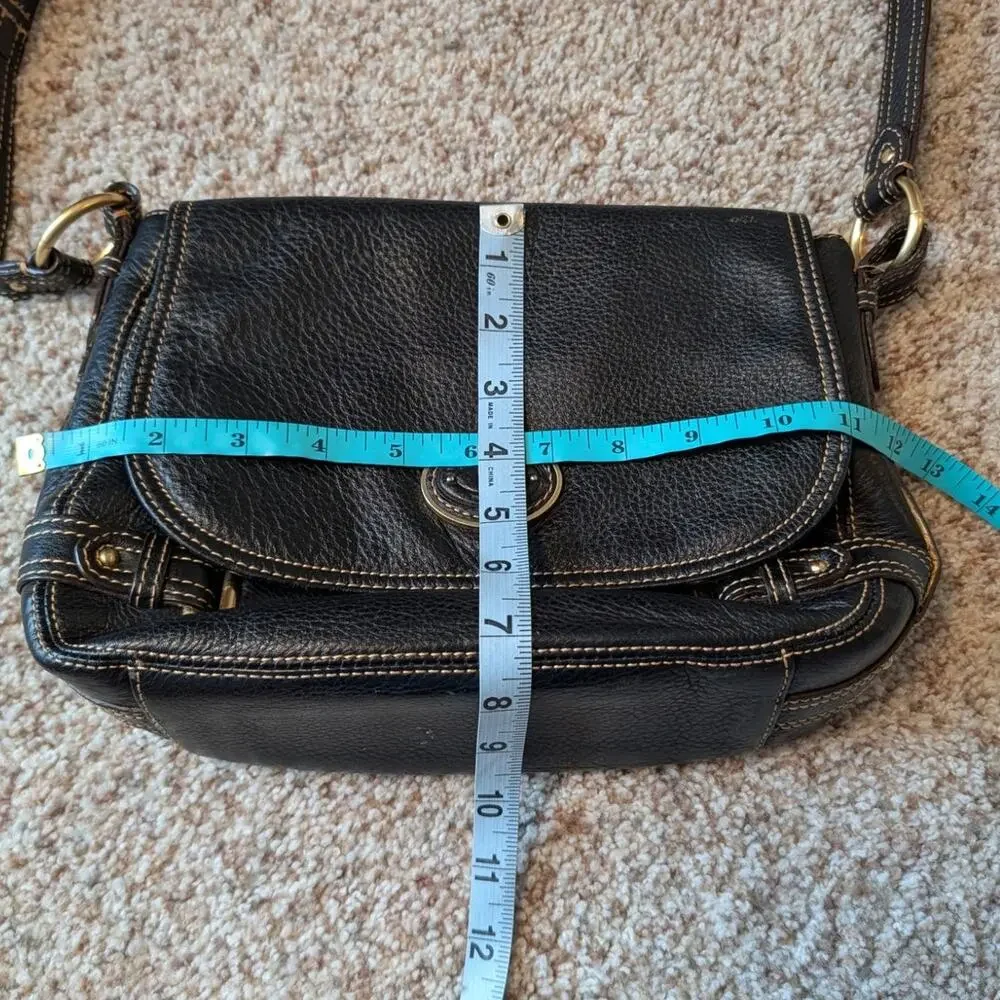Vintage Etienne Aigner Black Pebbled Leather Flap Crossbody Shoulder Bag Medium